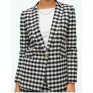 J. Crew buffalo black and white wool blazer jacket 0